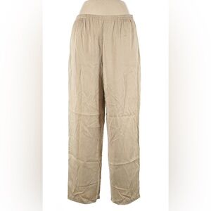 Stunning silk pants ~ L/XL Eileen Fisher tan flowing elastic waist beige 30” ins